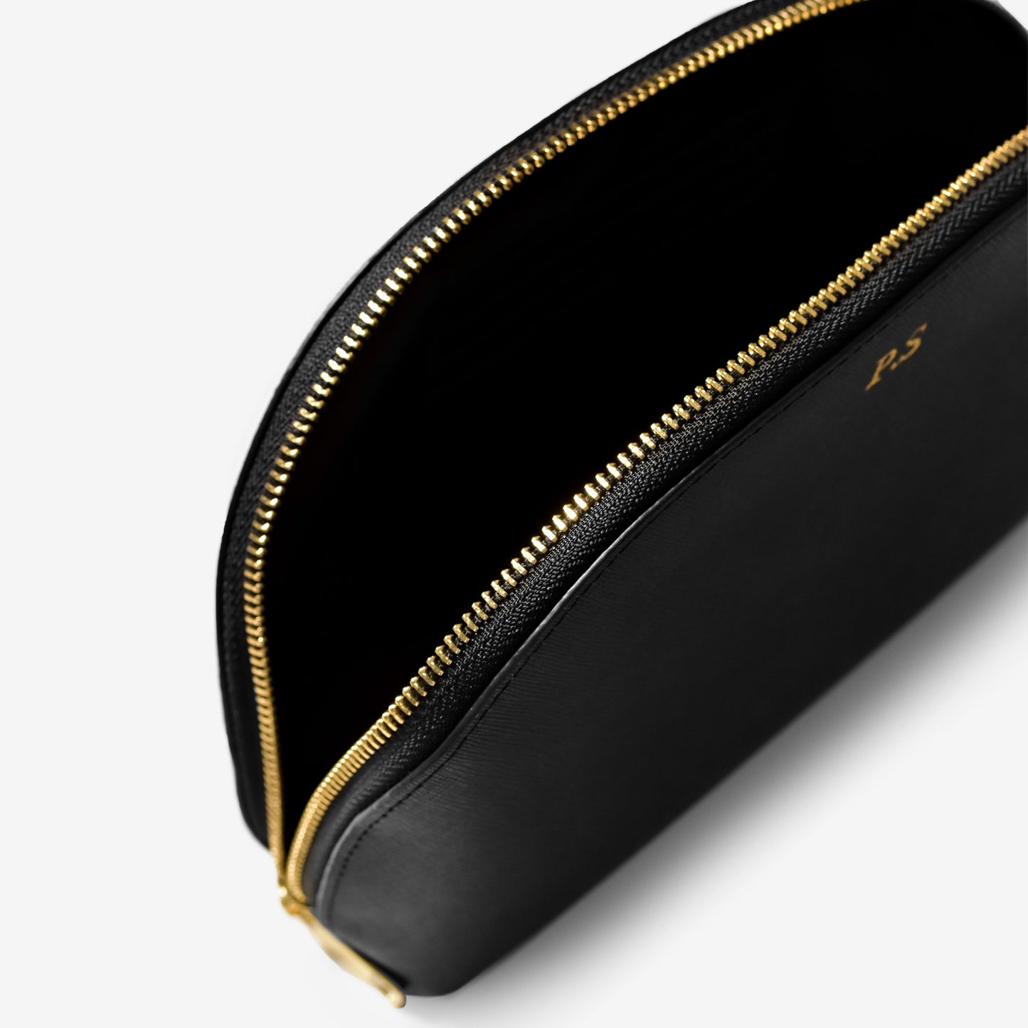 Personalised Leather Round Cosmetic Case - Black