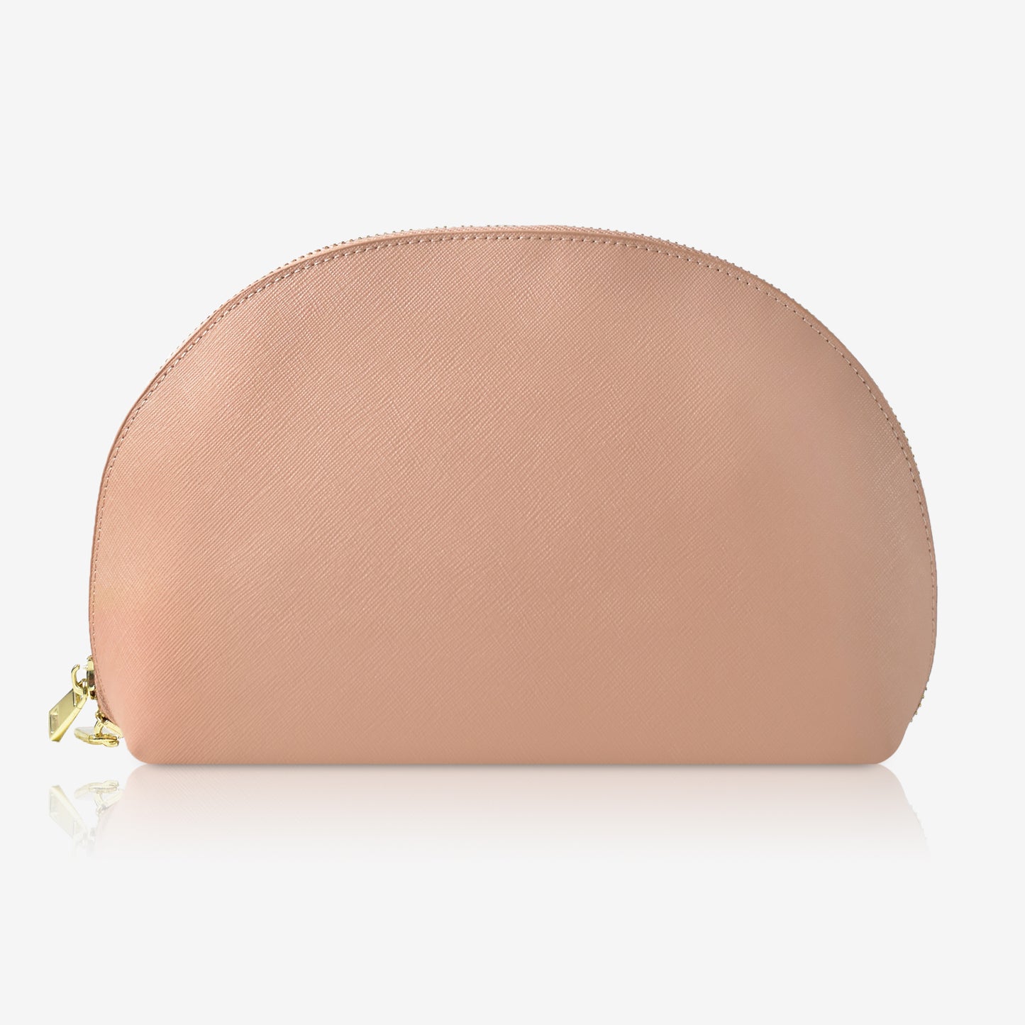 Personalised Leather Round Cosmetic Case - Nude