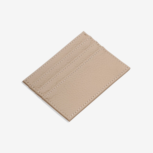 Personalised Leather Card Wallet - Light Beige